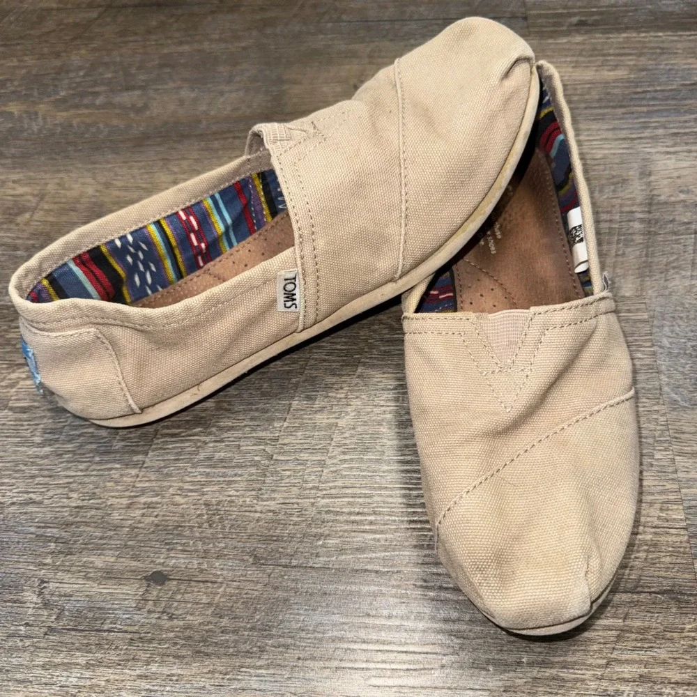 TOMS Womens Alpargata Canvas Slip On Flats Beige Natural Size 7.5